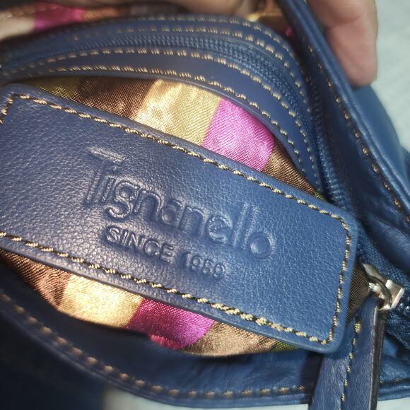 TIGNANELLO EUC BLUE LEATHER CROSSBODY BAG